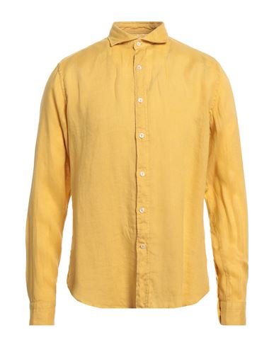 Shop Tintoria Mattei 954 Man Shirt Ocher Size 16 ½ Linen In Yellow