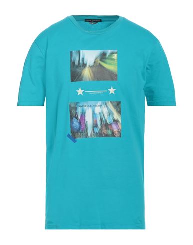 Daniele Alessandrini Man T-shirt Turquoise Size L Cotton In Blue