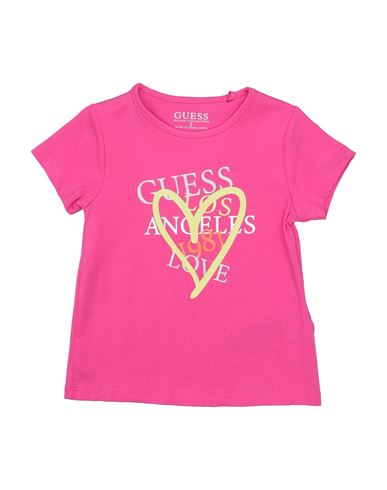 Guess Babies'  Newborn Girl T-shirt Fuchsia Size 3 Cotton, Elastane In Pink