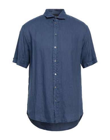 Emporio Armani Man Shirt Navy Blue Size M Linen
