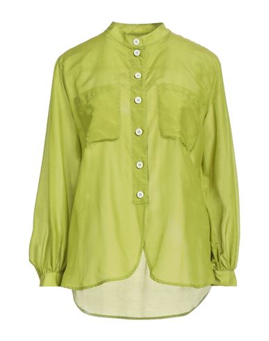 Brian Dales Woman Shirt Acid Green Size 6 Cotton, Silk