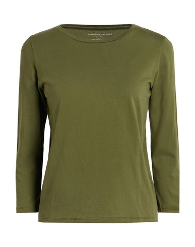 Majestic Filatures Woman T-shirt Military Green Size 1 Cotton In Green