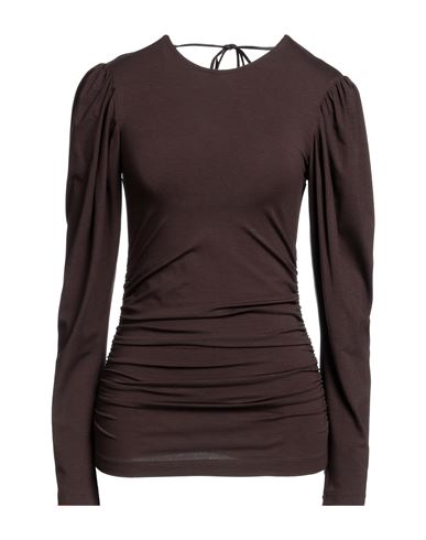 Pinko Woman T-shirt Dark Brown Size S Lyocell, Elastane