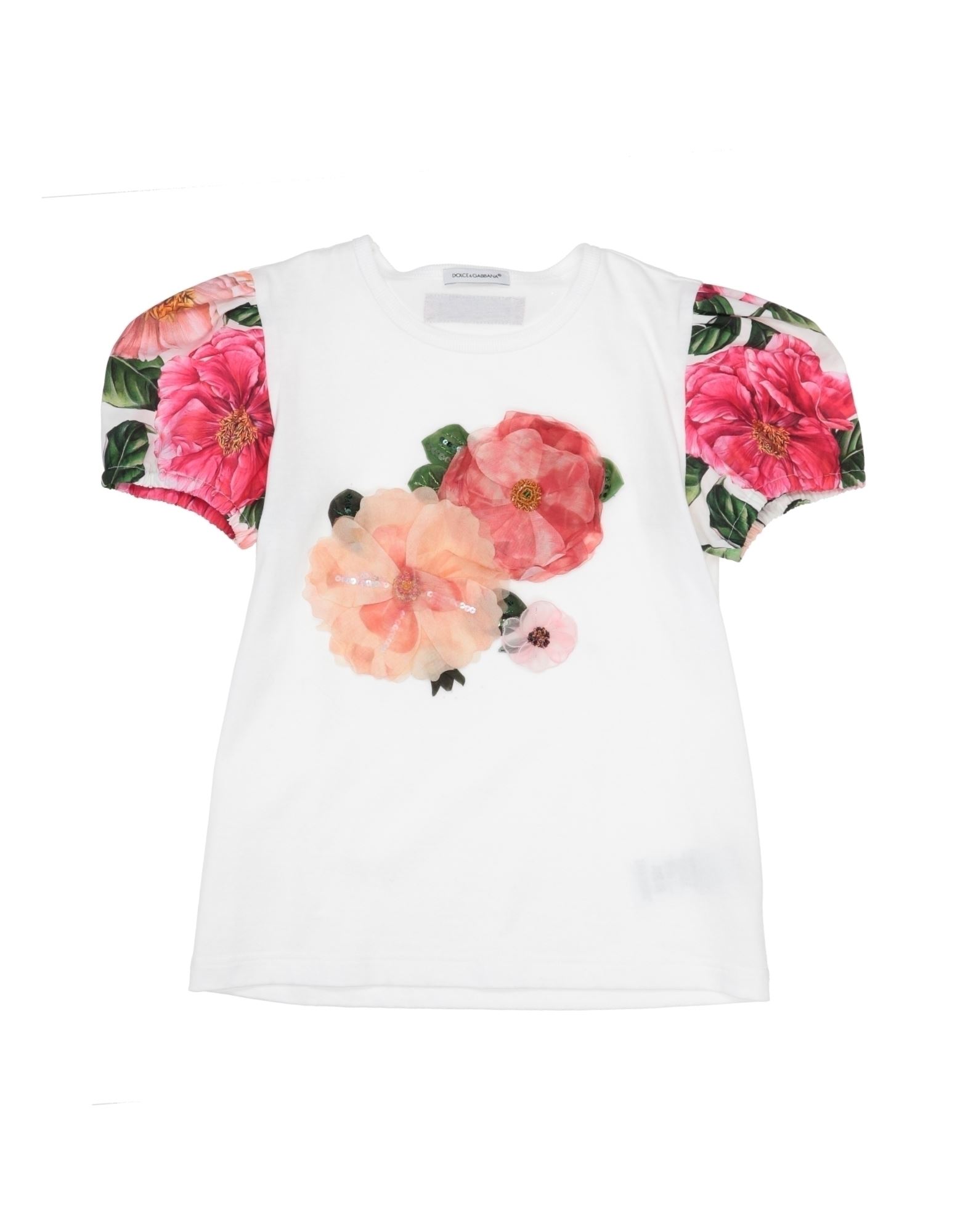 Dolce & Gabbana Kids'  Toddler Girl T-shirt White Size 4 Cotton, Silk, Polyester, Glass