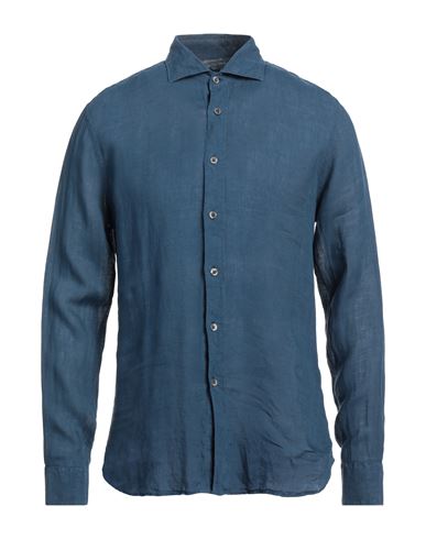 120% Man Shirt Slate Blue Size S Linen