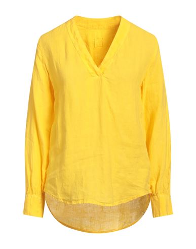 120% Lino Woman Top Yellow Size 8 Linen