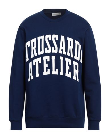 Trussardi Man Sweatshirt Navy Blue Size L Cotton, Elastane