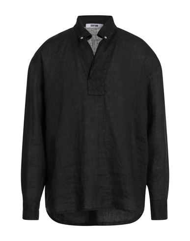 Mauro Grifoni Man Shirt Black Size 38 Linen In Brown