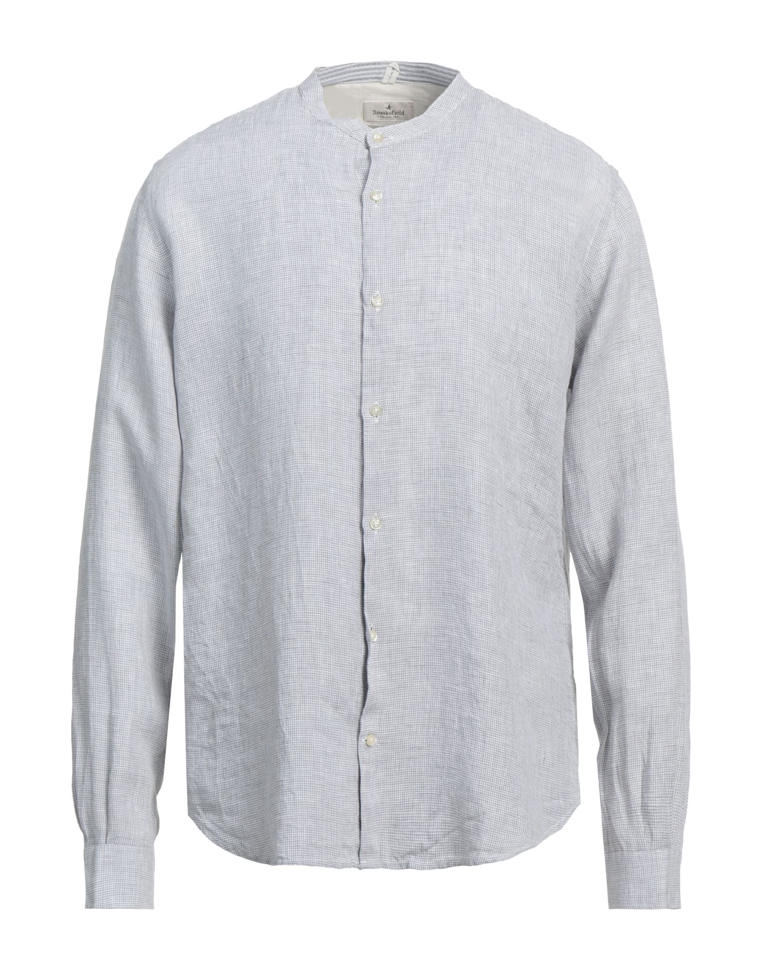 Brooksfield Man Shirt Light Grey Size 16 Linen