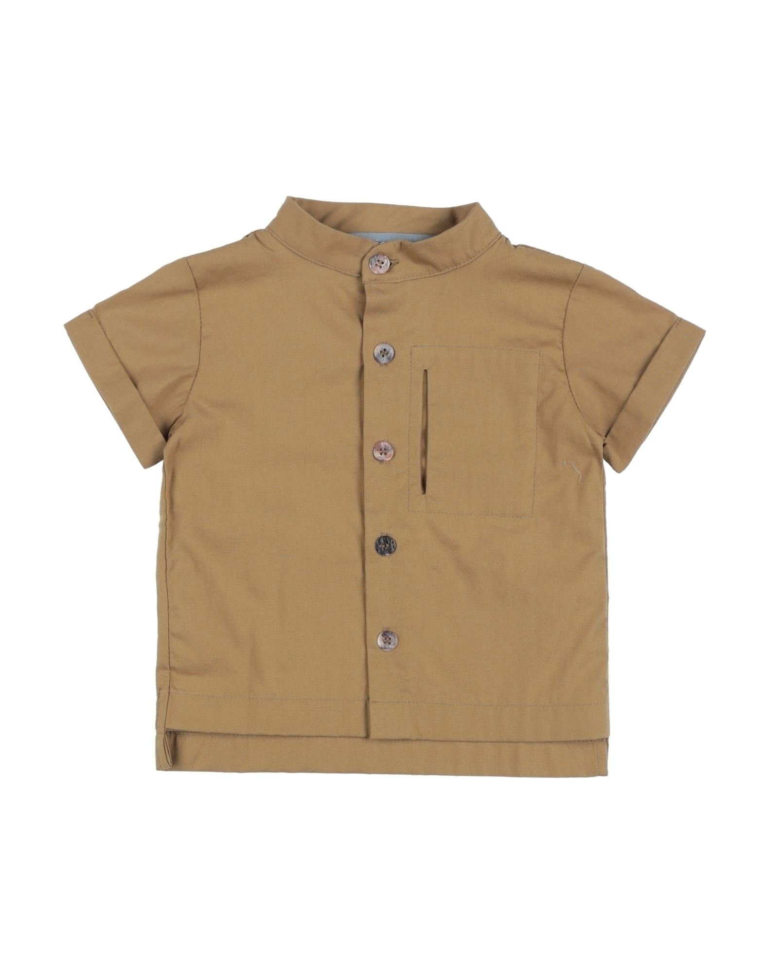Minimu' Kids'  Newborn Boy Shirt Camel Size 3 Cotton In Beige