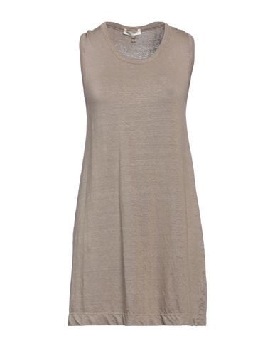 Wool & Co Woman Tank Top Khaki Size 3 Linen, Elastane In Beige