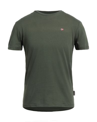 Napapijri Man T-shirt Military Green Size S Cotton
