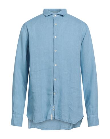 Tintoria Mattei 954 Man Shirt Sky Blue Size 17 Linen, Cotton