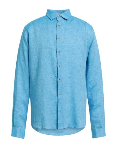 Alessandro Lamura Man Shirt Azure Size Xxl Linen, Cotton In Blue