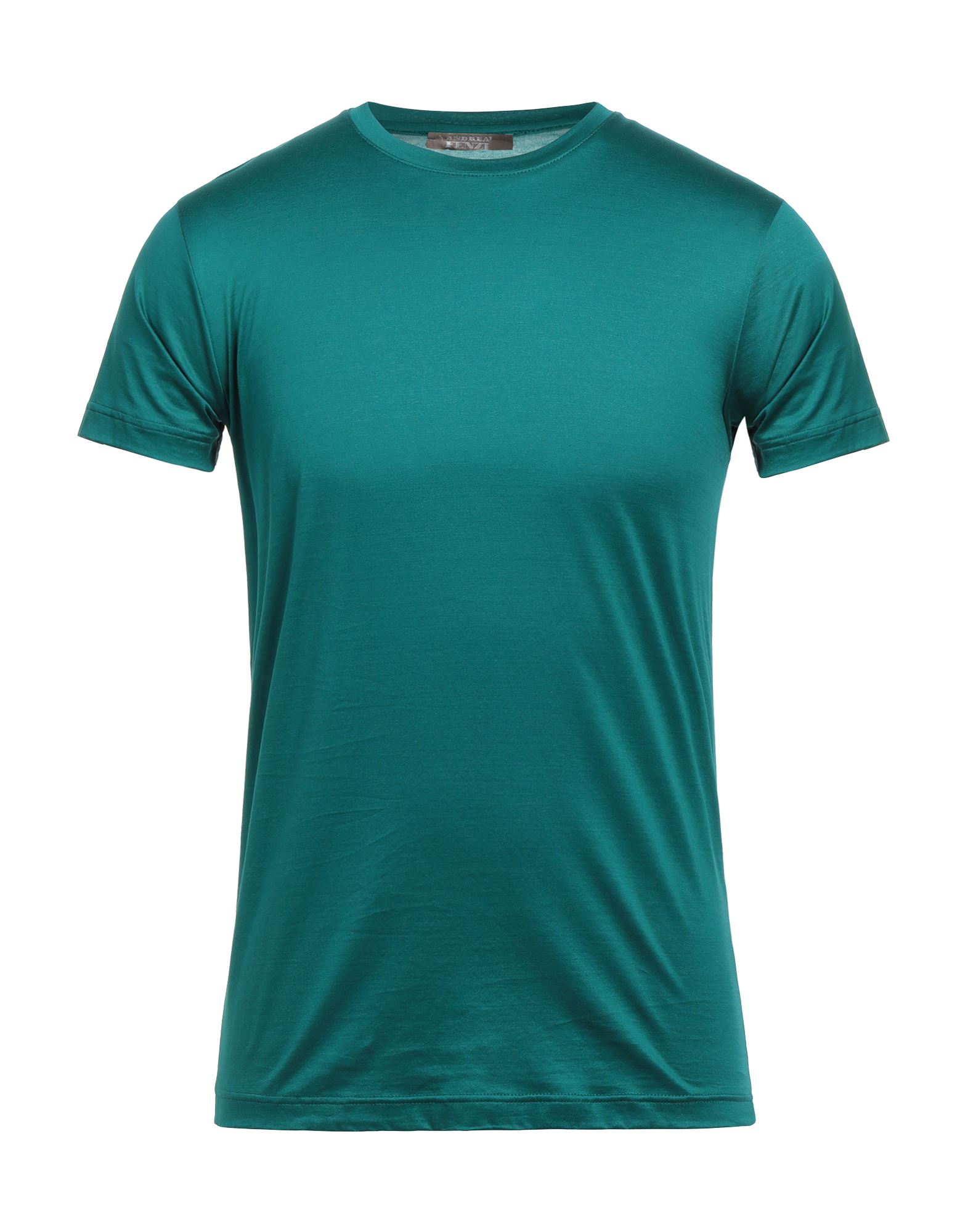 Shop Andrea Fenzi Man T-shirt Emerald Green Size S Cotton