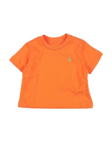 Polo Ralph Lauren Babies'  Cotton Jersey Crewneck Tee Newborn Boy T-shirt Orange Size 3 Cotton