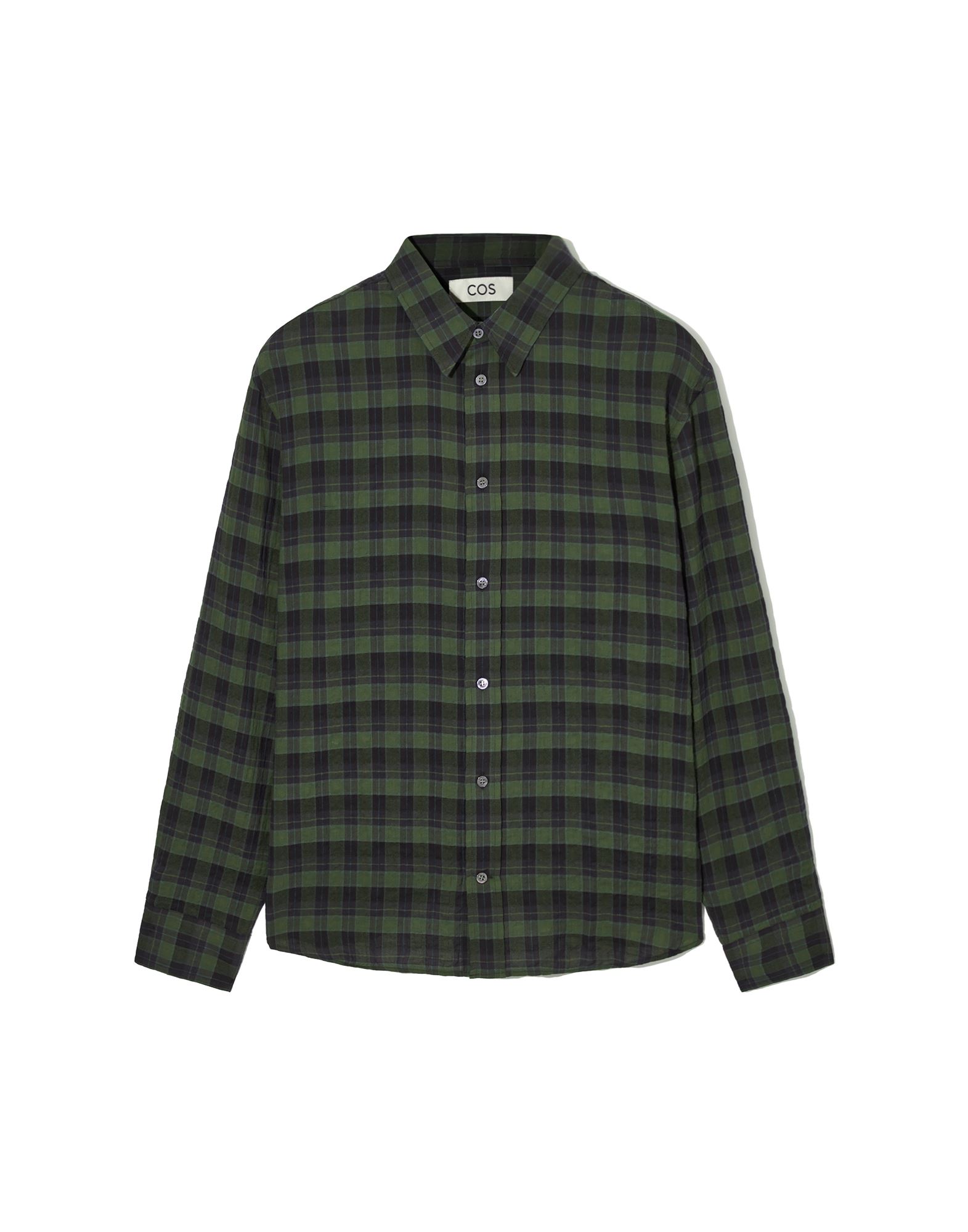 Shop Cos Man Shirt Dark Green Size L Cotton, Elastane