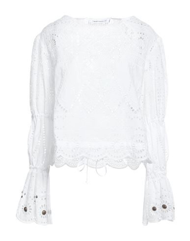 Space Simona Corsellini Woman Top White Size 6 Polyester, Cotton