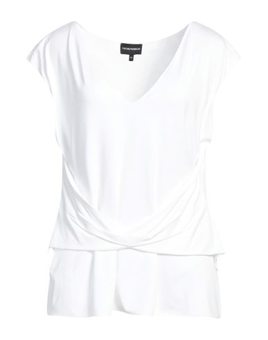 Emporio Armani Woman T-shirt White Size L Viscose, Elastane