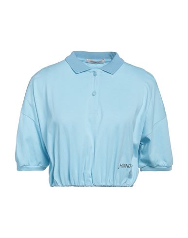 Hinnominate Woman Polo Shirt Sky Blue Size L Cotton
