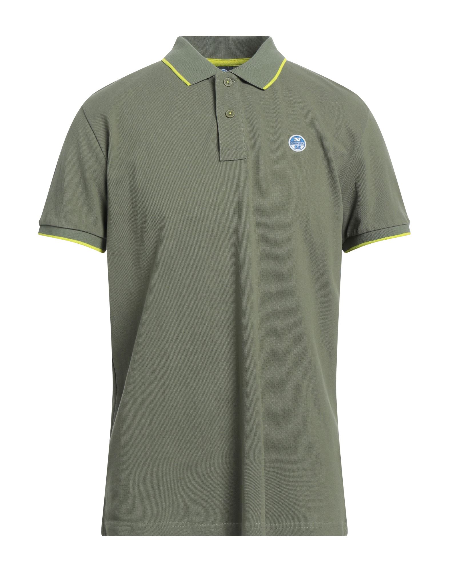 Shop North Sails Man Polo Shirt Military Green Size Xs Cotton