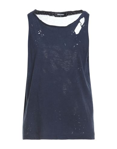 Dsquared2 Woman Top Midnight Blue Size L Cotton, Viscose, Silk In Blue