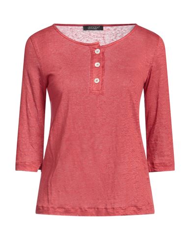 Aragona Woman T-shirt Brick Red Size 8 Linen