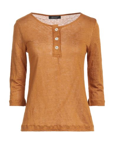 Aragona Woman T-shirt Brown Size 8 Linen