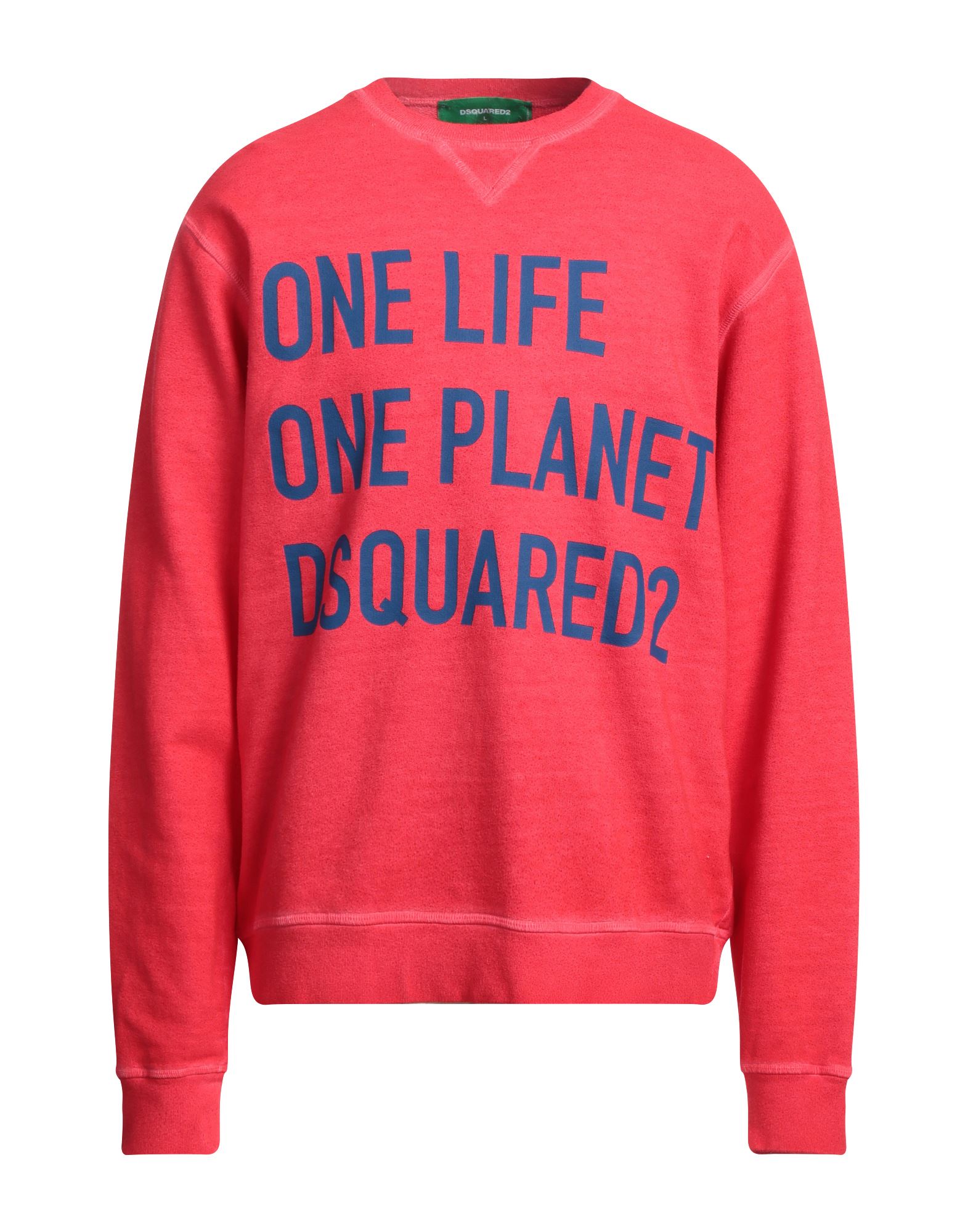 Dsquared2 Cotton Crew-neck Sweatshirt With Frontal Maxi Print In Red