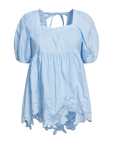 Blugirl Blumarine Woman Blouse Sky Blue Size 8 Cotton