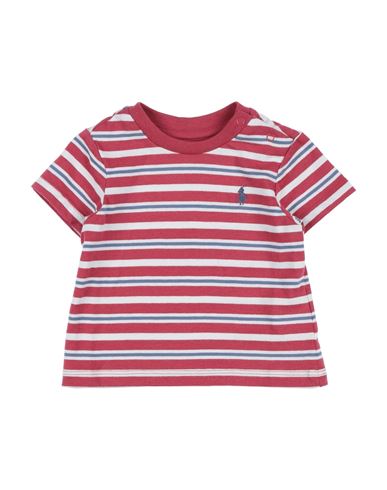 Polo Ralph Lauren Babies'  Striped Cotton Jersey Tee Newborn Boy T-shirt Garnet Size 3 Cotton In Red