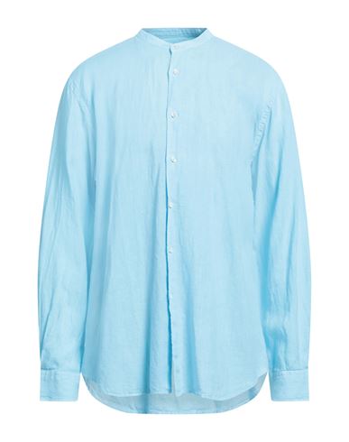 Fedeli Man Shirt Sky Blue Size 17 ½ Linen