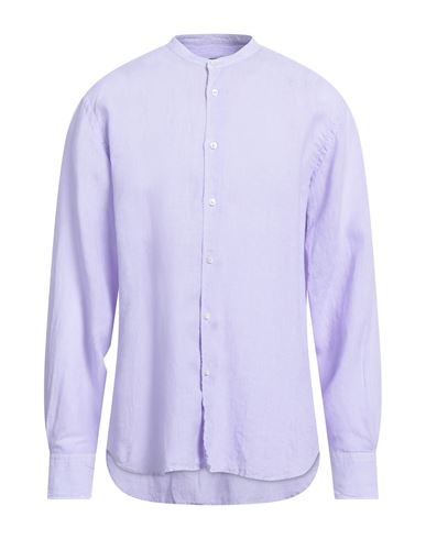 Fedeli Man Shirt Lilac Size 17 Linen In Purple