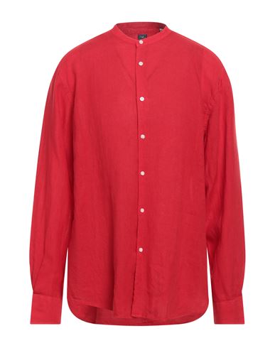 Fedeli Man Shirt Red Size 17 ¾ Linen
