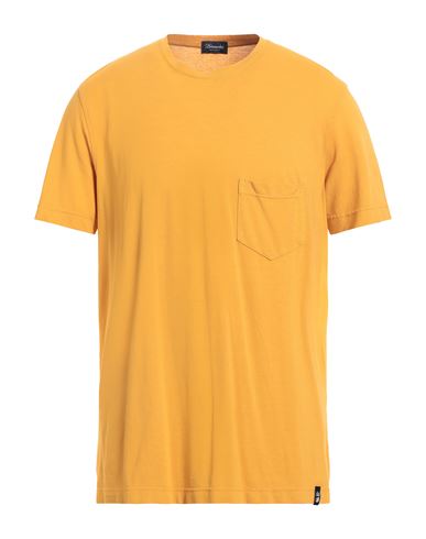 Drumohr Man T-shirt Ocher Size 3xl Cotton In Yellow