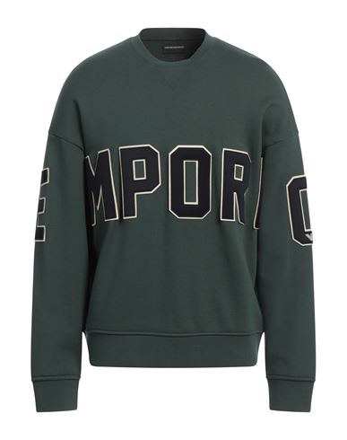 Shop Emporio Armani Man Sweatshirt Dark Green Size L Cotton