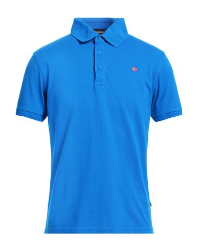 Napapijri Man Polo Shirt Blue Size M Cotton In Blue