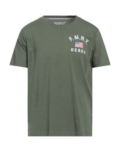 Fred Mello Man T-shirt Military Green Size L Cotton