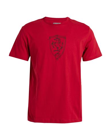 Scuderia Ferrari Man T-shirt Burgundy Size L Cotton In Red