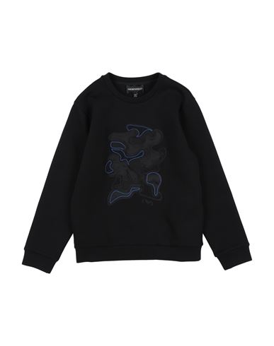 Emporio Armani Babies'  Toddler Boy Sweatshirt Black Size 6 Cotton, Polyester, Elastane, Polyamide