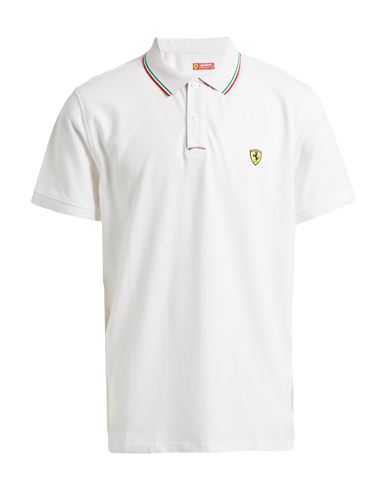 Scuderia Ferrari Man Polo Shirt White Size L Cotton In White