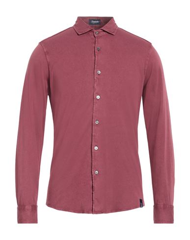 Shop Drumohr Man Shirt Garnet Size M Cotton In Red