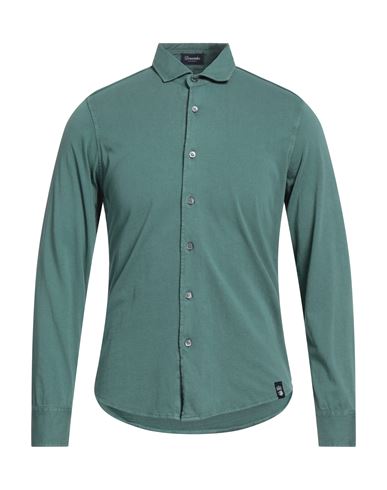Shop Drumohr Man Shirt Sage Green Size S Cotton