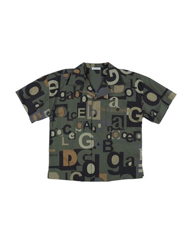 Shop Dolce & Gabbana Toddler Boy Shirt Military Green Size 7 Cotton