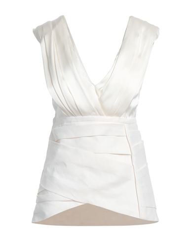 Jil Sander Woman Top Ivory Size 2 Silk In White