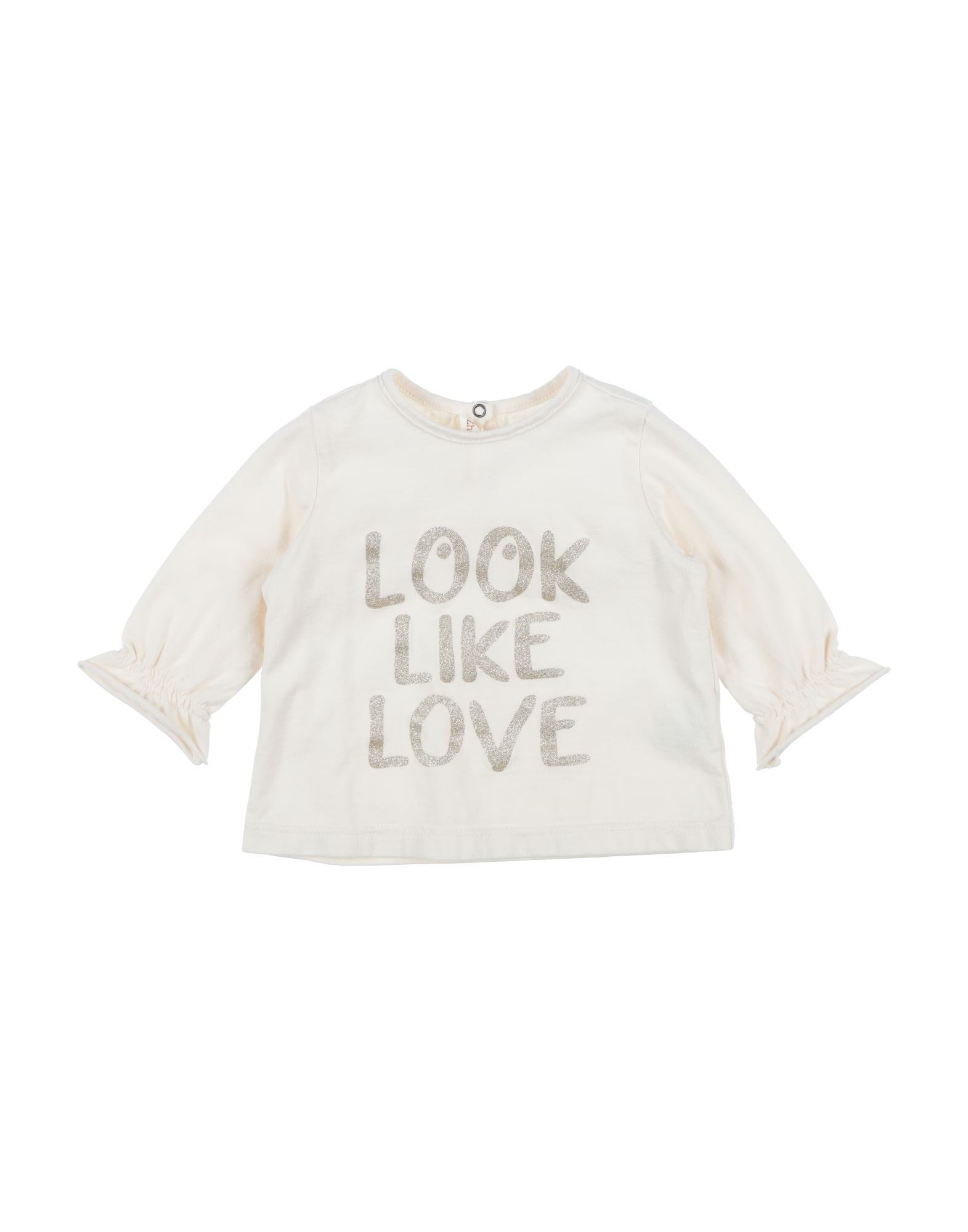 Zhoe & Tobiah Kids'  Newborn Girl T-shirt Beige Size 3 Cotton