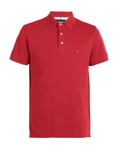 Shop Tommy Hilfiger Man Polo Shirt Red Size L Cotton, Elastane