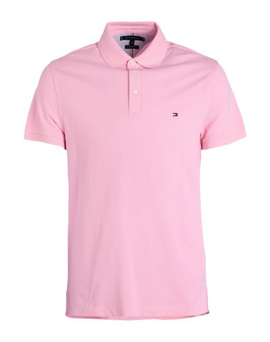 Tommy Hilfiger Man Polo Shirt Pink Size S Cotton, Elastane