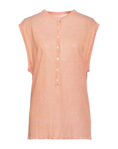 Floor Woman T-shirt Orange Size S Linen, Viscose