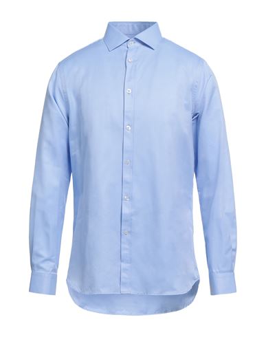 Siviglia Man Shirt Azure Size 17 ½ Cotton, Polyester In Blue